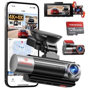 Terunsoul 4K Dash Cam with WiFi and 128GB Card